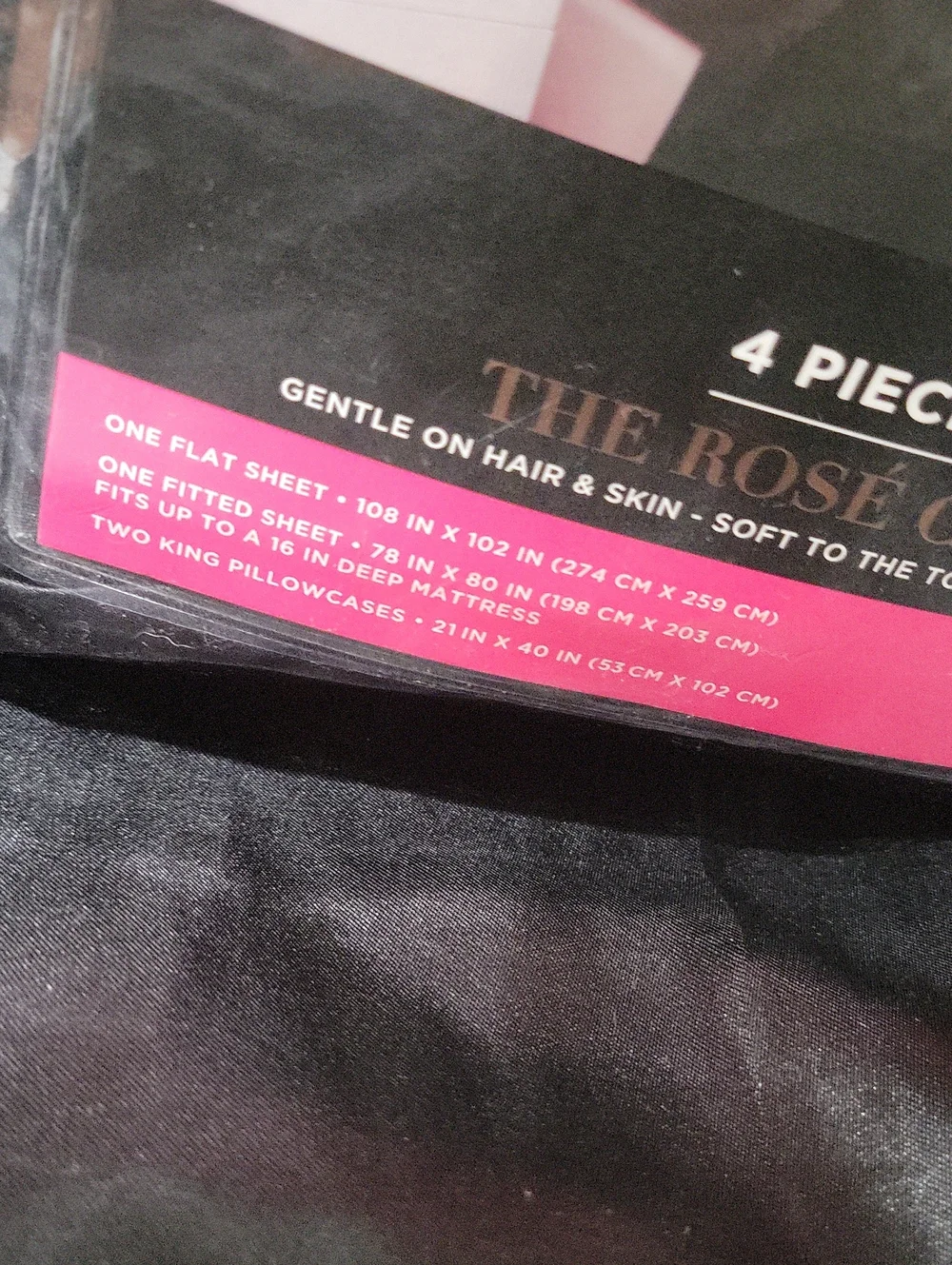 Juicy Couture Black Satin King 4-Piece Sheet Set